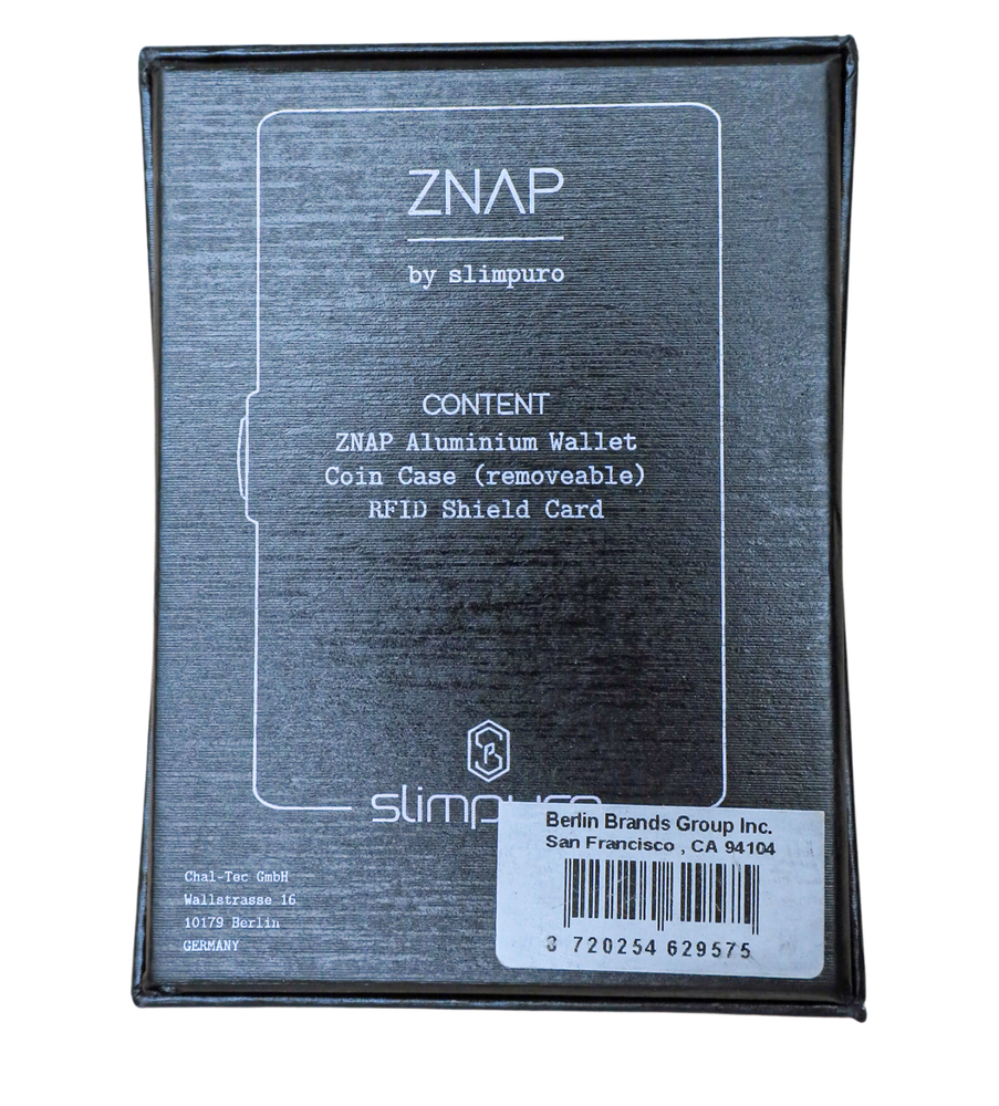 RFID Blocking Slim Solid Leather Aluminum Wallet - ZNAP by slimpuro (Black)