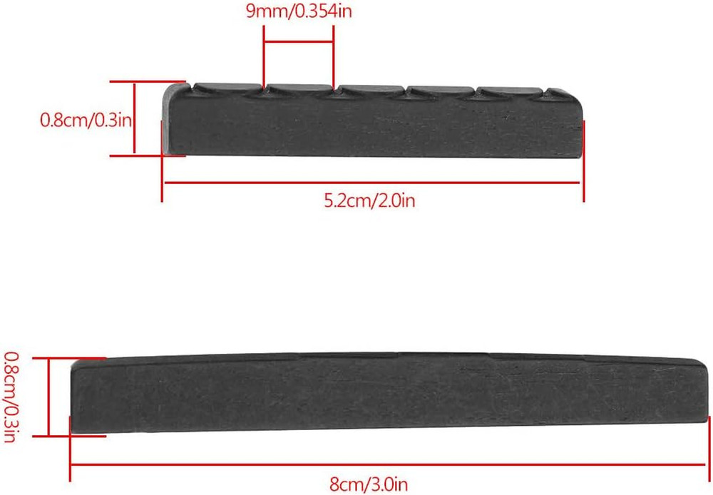 Guitar Nut and Saddle, 6 String Acoustic Guitar Ebony Bone Bridge Saddle and Nut