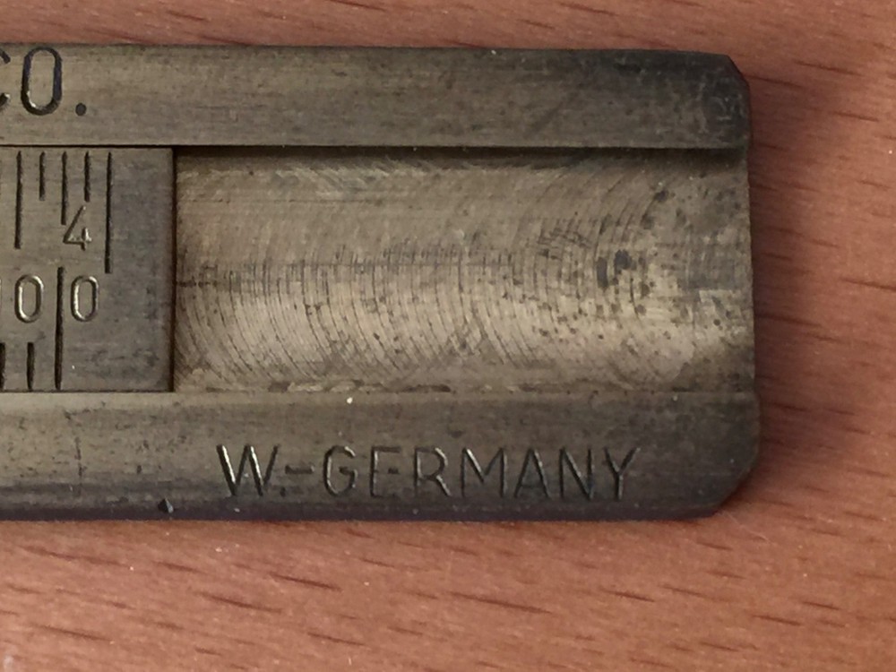 Vintage Solid Brass 4" Caliper Rule Pocket tool Germany Central Tool Company