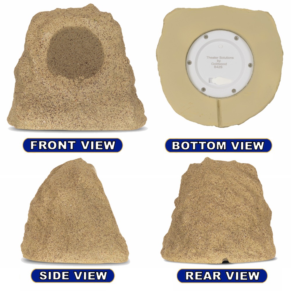 Theater Solutions Wireless 120W Rechargeable Bluetooth Rock Speaker Pair Sand