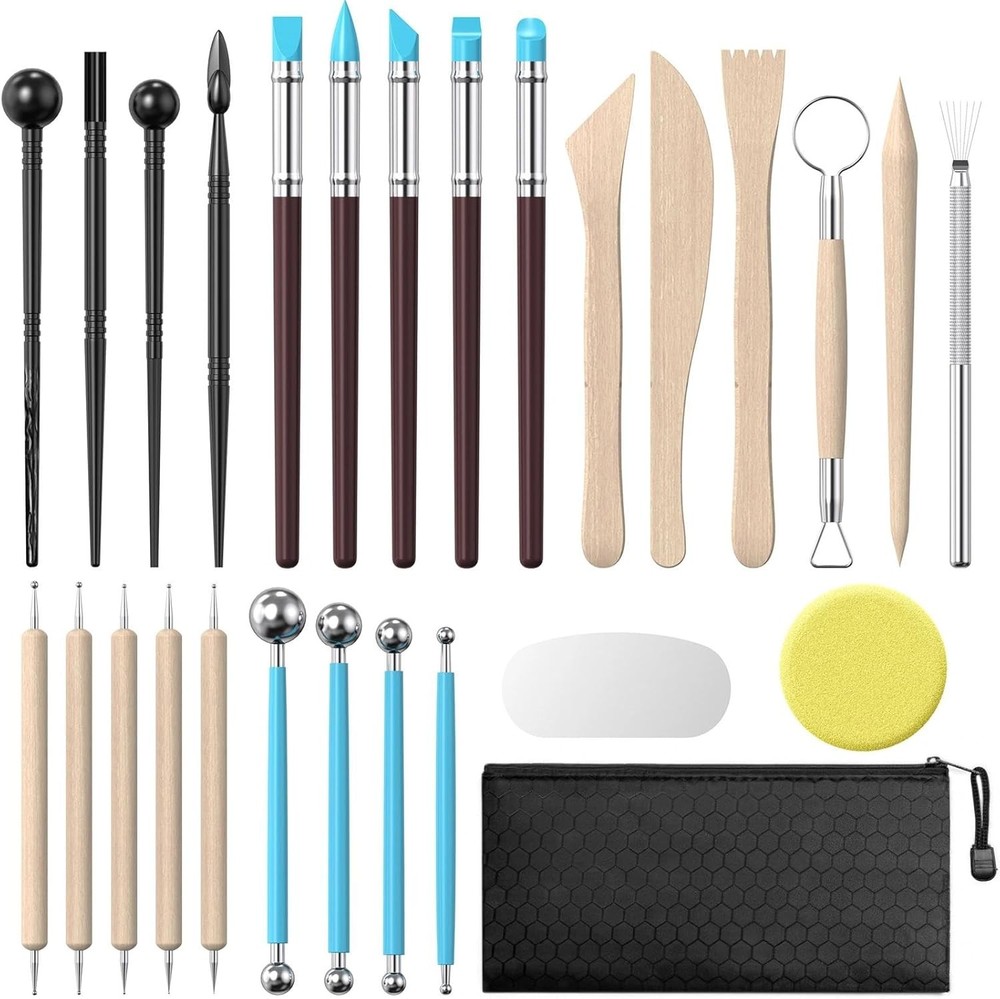 YEYETUO 27Pc Clay Sculpting Tools Kit Pottery Polymer Set