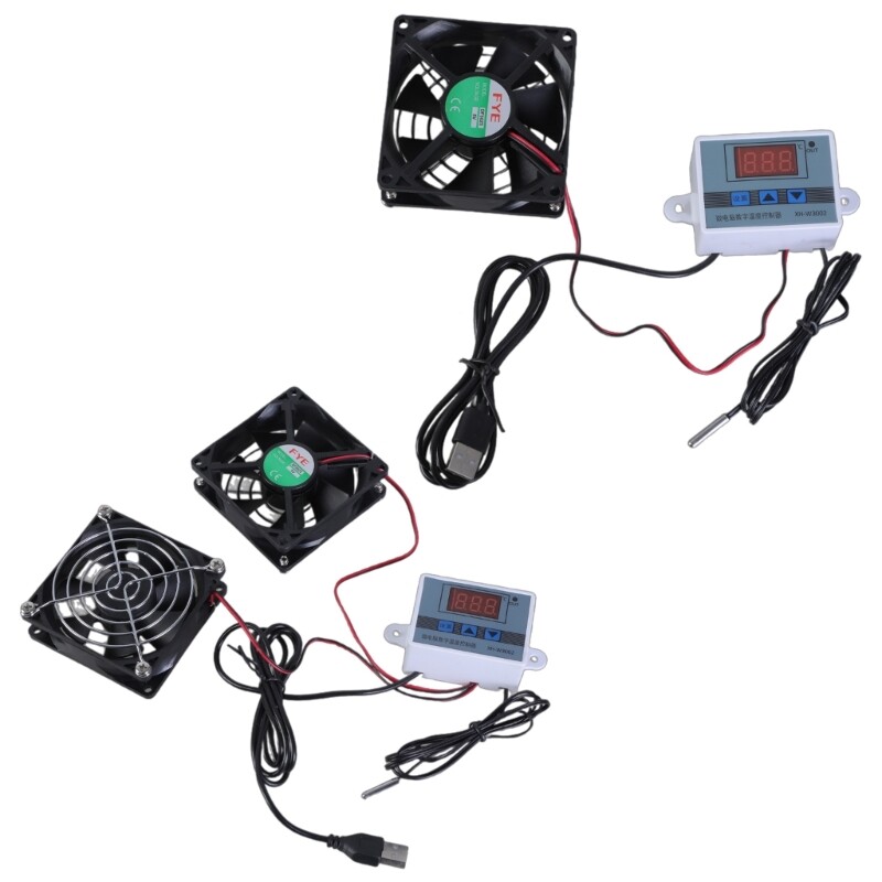 USB Powered 80mm Quiet Cabinets Cooling Fan Adjustable Thermostat Control