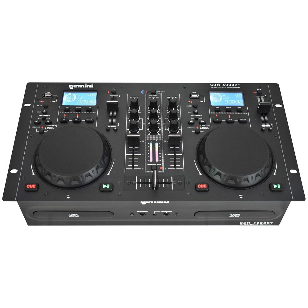 Gemini CDM-4000BT 2-Chan Dual CD/MP3/USB DJ Media Player Controller/Mixer System