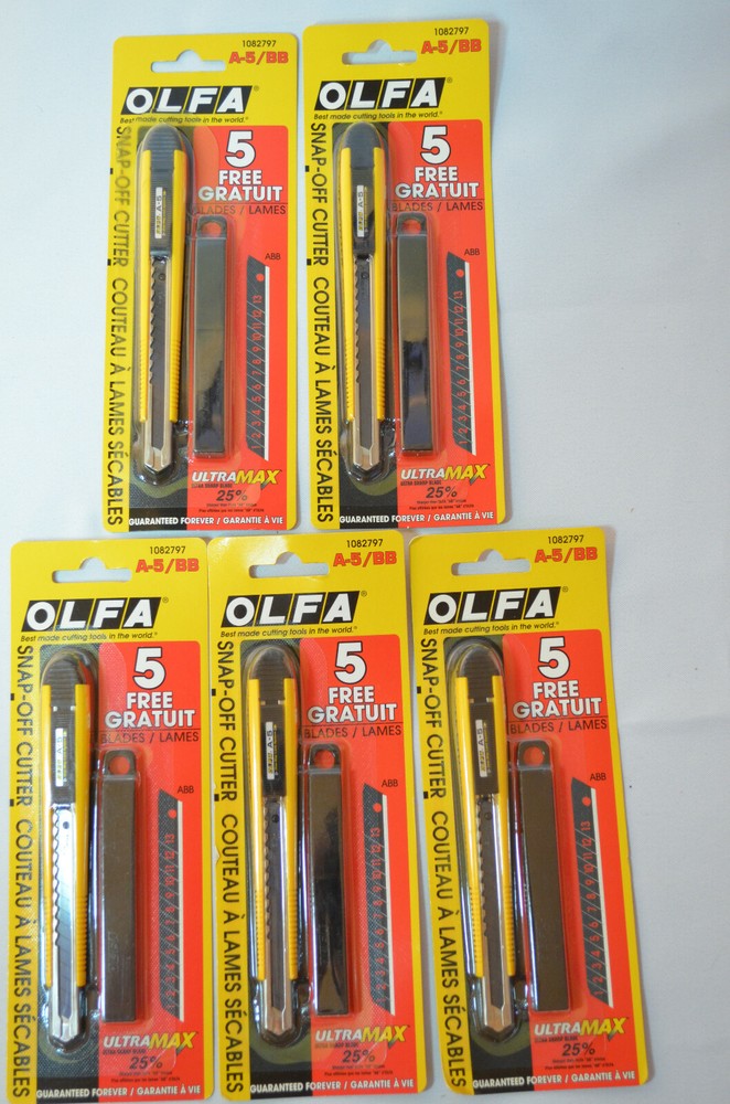 OLFA - 25 blades total one-way locking system auto-lock model A-5 /BB 5 units
