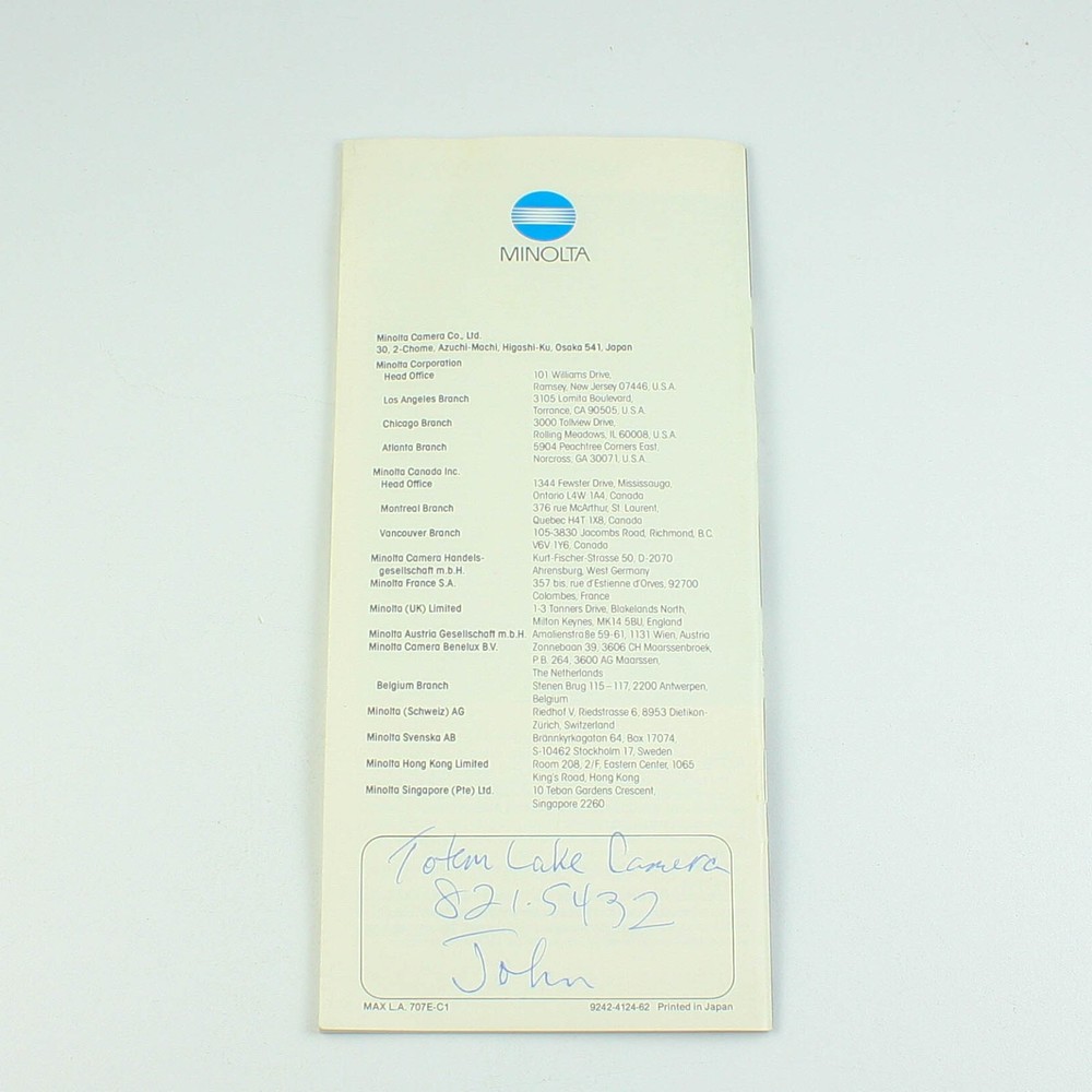 Minolta Maxxum Lenses & Accessories Brochure