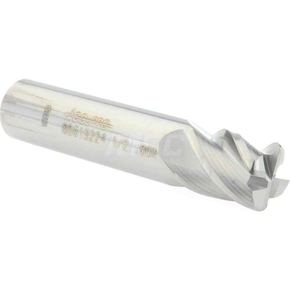 Accupro 1/2" Diam 4 Flute Single End Solid Carbide 0.06" Corner Radius End Mi...
