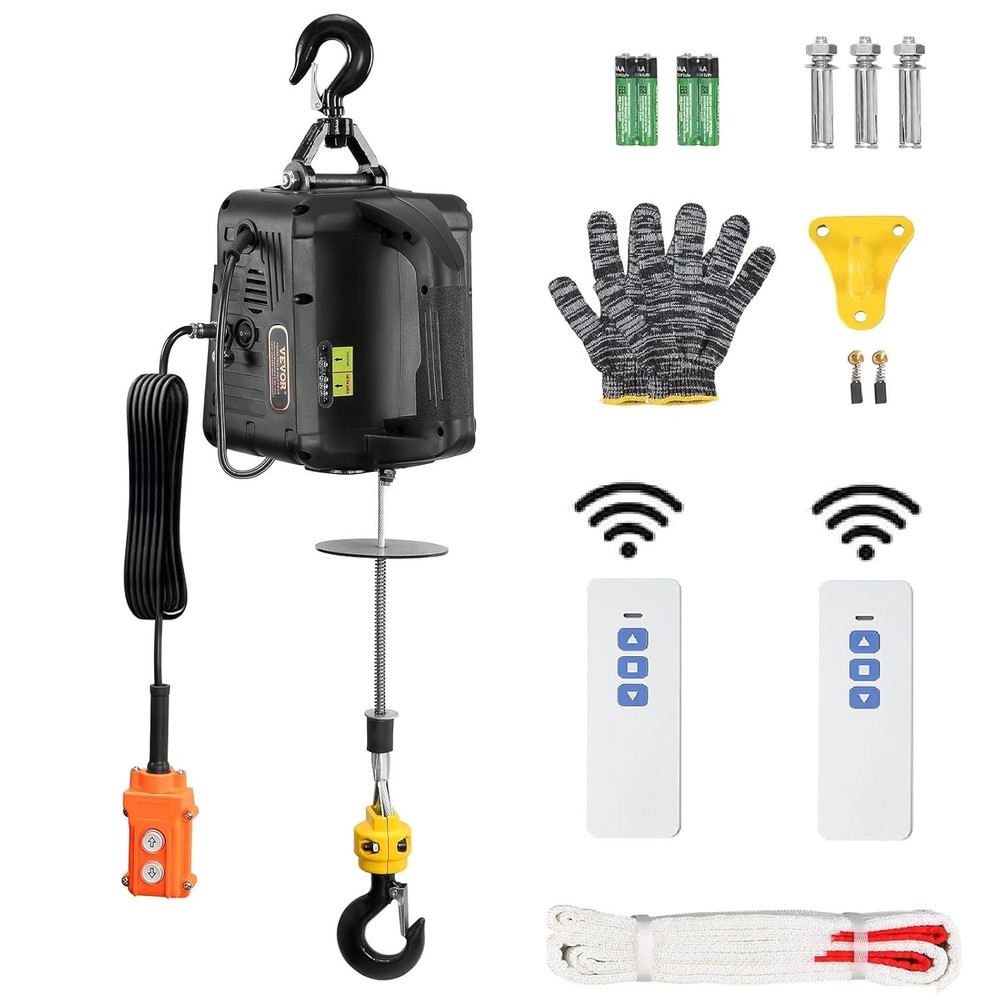 Versatile 1100 lbs Electric Hoist Winch - 3 Control Modes & Overload Protection
