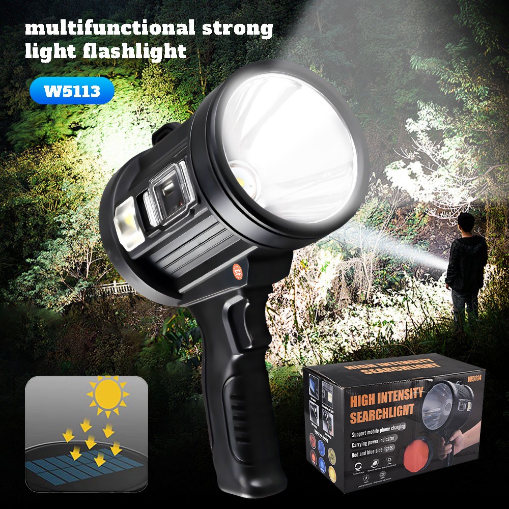 90000LM Bright Flashlight Searchlight LED USB Rechargeable Spotlight Handheld