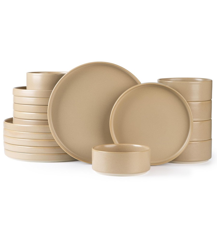 Ceramic Dinnerware Sets for 6, 18 Pieces Porcelain Lightweight Plates and Bow...