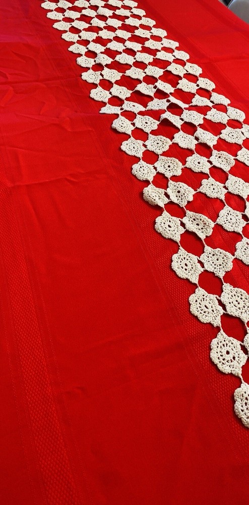 Table Runner Crochet In Cream Cotton BOHO Handmade