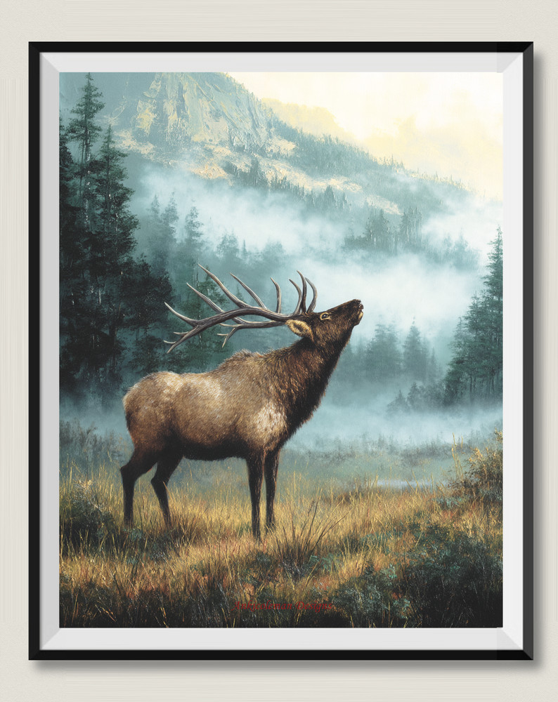 Elk in Wilderness 2 - Chart Counted Cross Stitch Patterns Needlework DMC Color