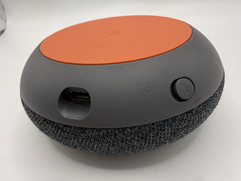 Google Home Mini Smart Speaker Charcoal Tested Working Needs Power Cable