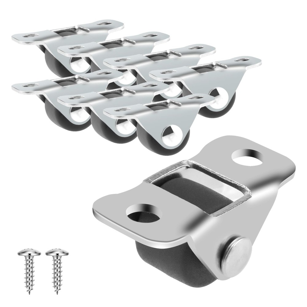 8 Pcs 1/2 Inch Mini Fixed Caster Wheels,Low Profile Single Direction Tiny Wheels
