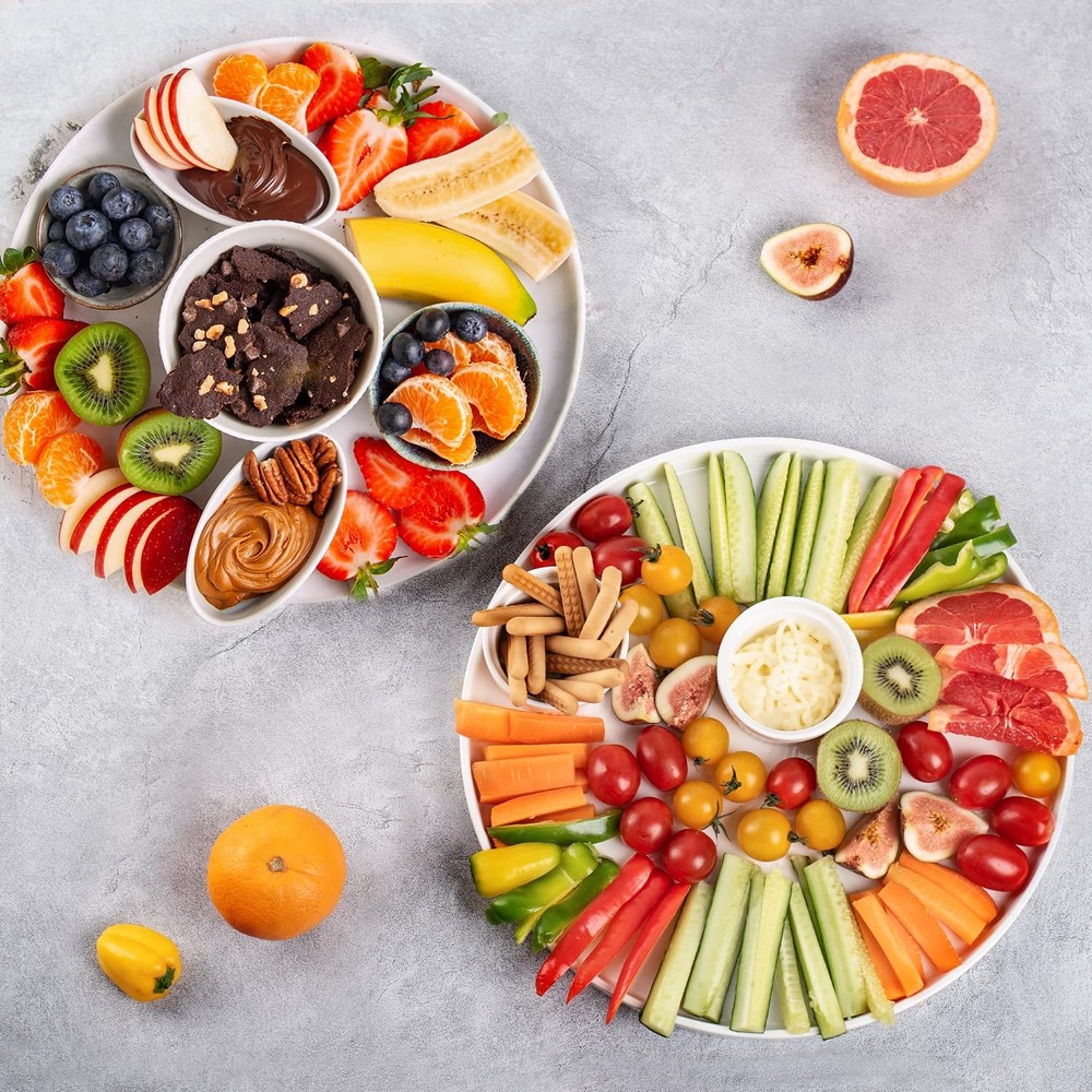 12.8" Ceramic Round Serving Platters, 3-Pack - Durable & Elegant Trays