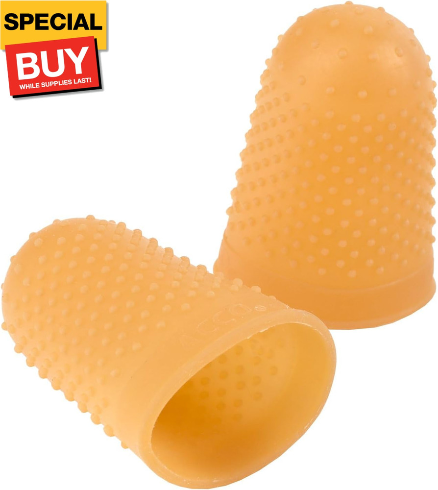 Rubber Finger Tips, Finger Cots, Extra Large - Size 14, Amber, Finger Protector
