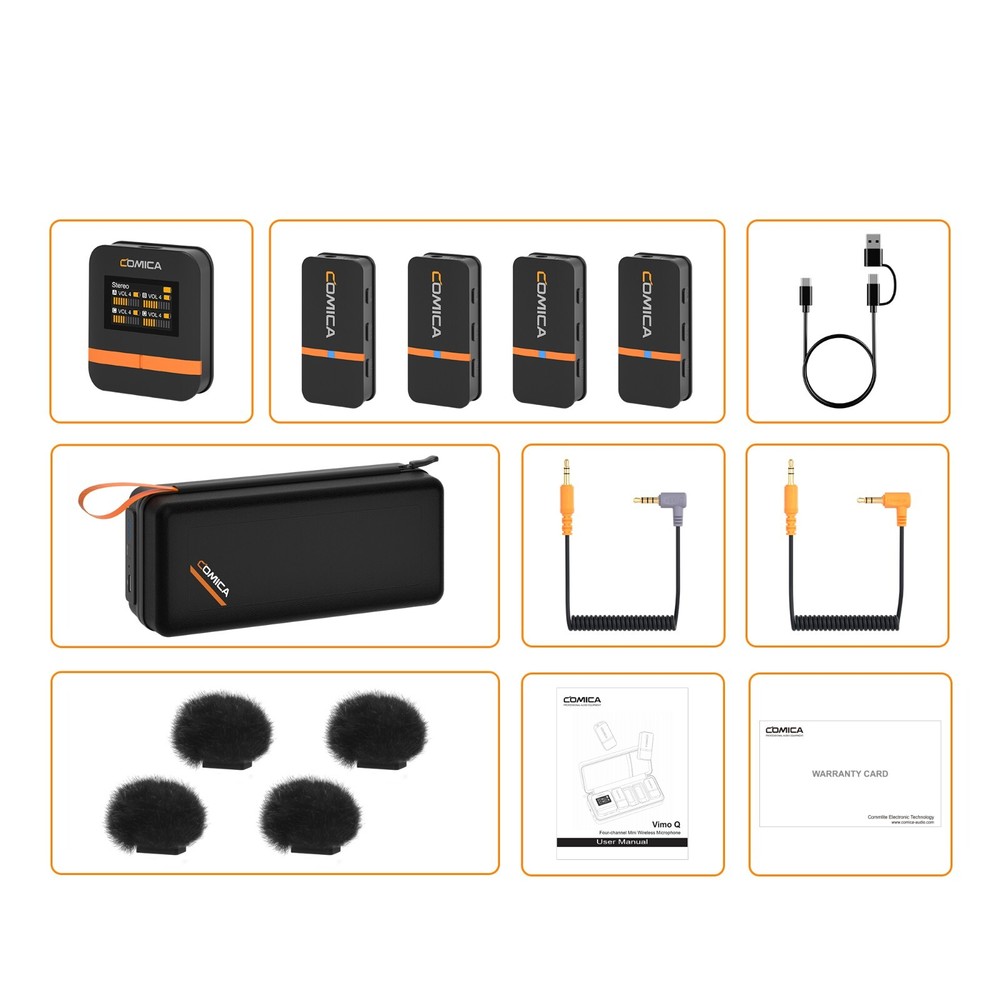 Comica Vimo Q Wireless Lavalier Microphone System w/ 4 Transmitters +1 Receiver