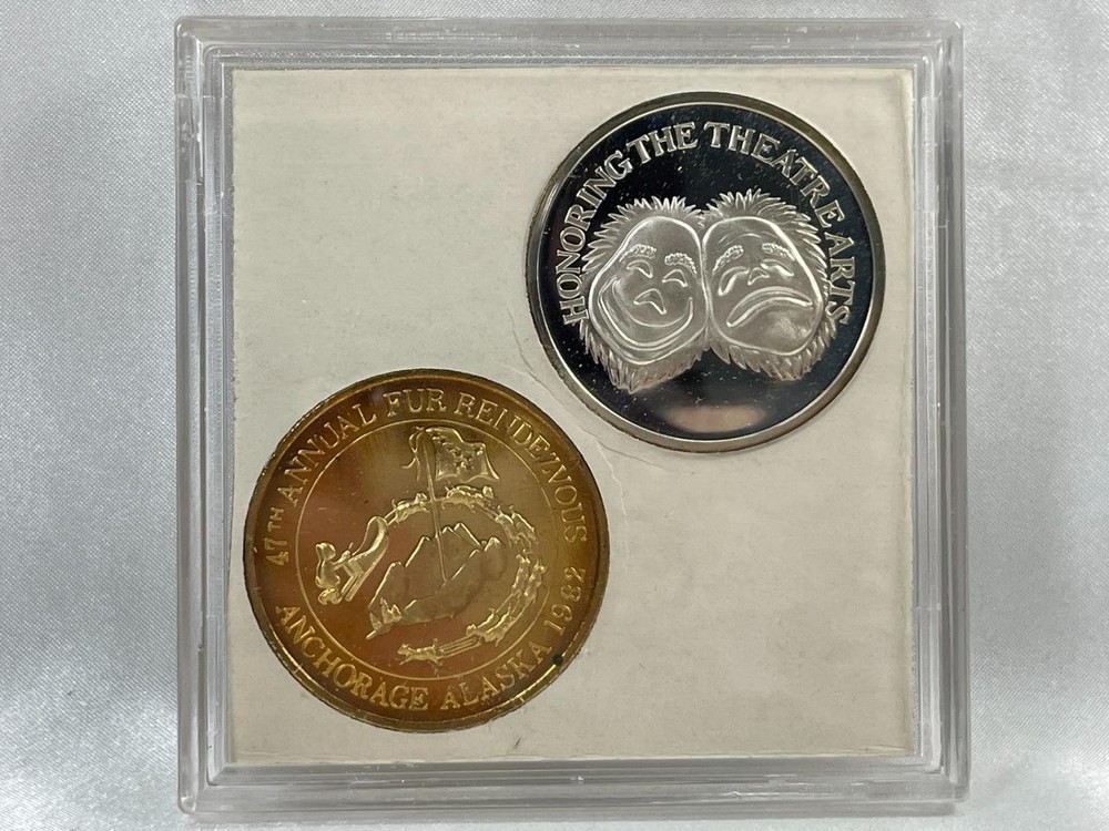1982 Anchorage Alaska Fur Rendezvous Commemorative Set, Sterling & Bronze