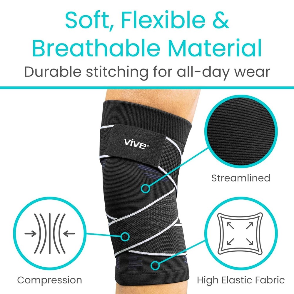 Vive Knee Compression Sleeve with Straps (2 Pack)