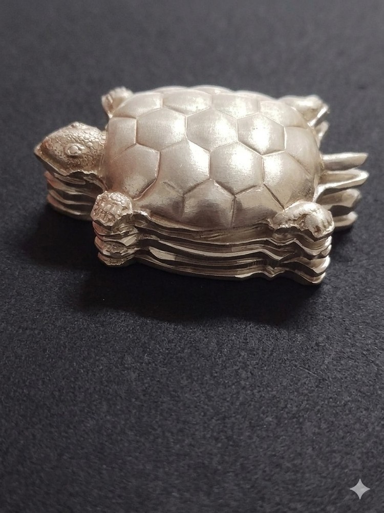 Stackable .999 Fine Silver Turtle Die Pressed Unique Handmade Stackers