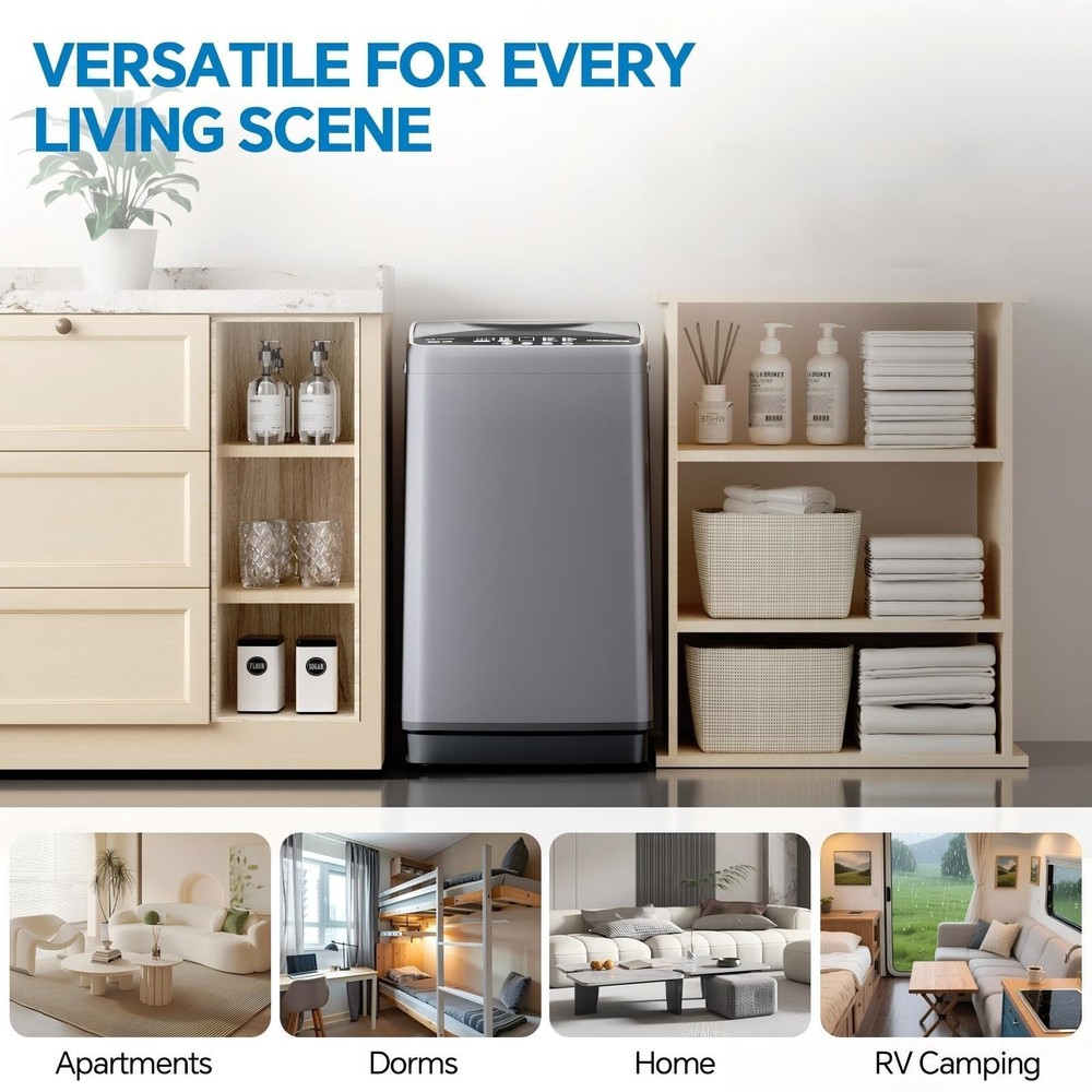 Compact Washer for Dorm Fully Automatic Portable Washing Machine 10 Wash Cycle