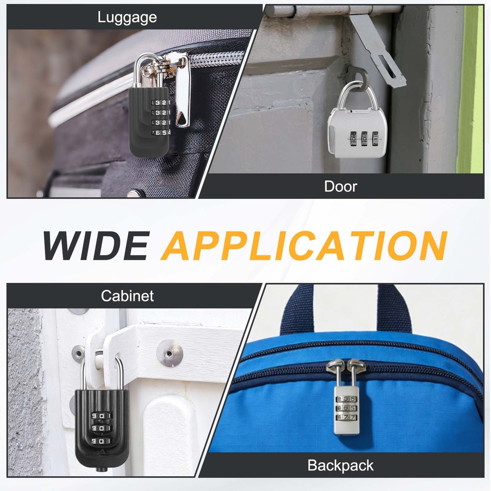 2Pcs Resettable 3 Digit Combination Lock Code Padlock, Silver (47 x 36mm)