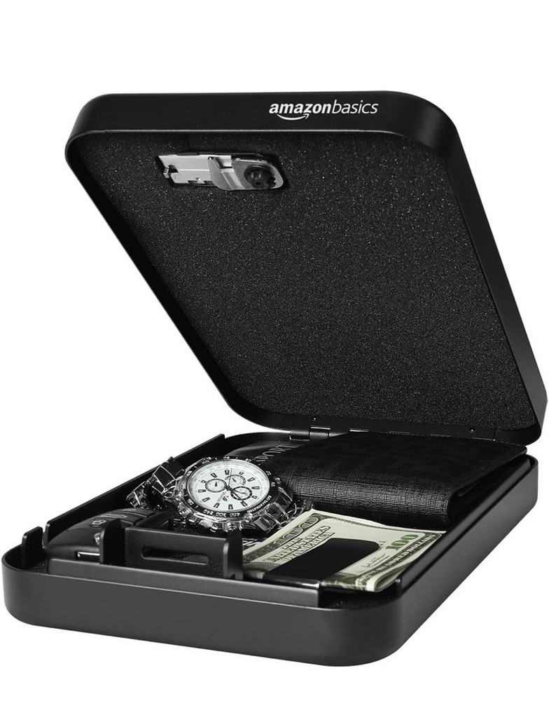 Amazon Basics Portable Security Case Lock Box Safe, XL Lock Box with Code