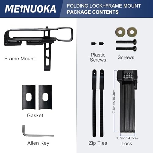 35 Inch Folding Bike Lock with Mount Bracket Kit, 4-Digit Lock with Code