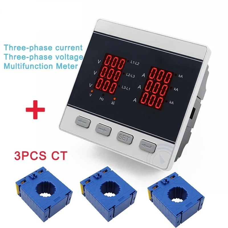 AC220V Three Phase Panel Meter Multifunction Current Voltage Frequency 30A 200A