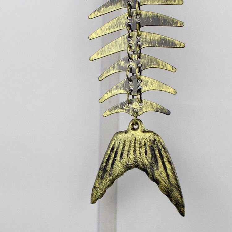 Creative Cast Iron Fish Bone Shape Wind Chimes Lucky Bell Hanging Home Decor
