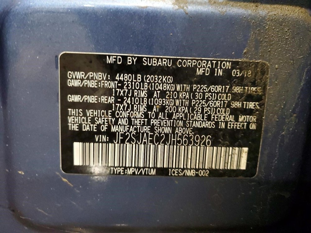 FORESTER 2018 Transmission Shift 2128745