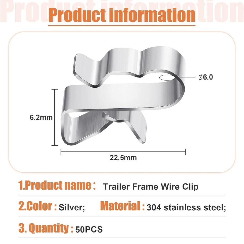 Stainless Steel Trailer Frame Wire Clips
