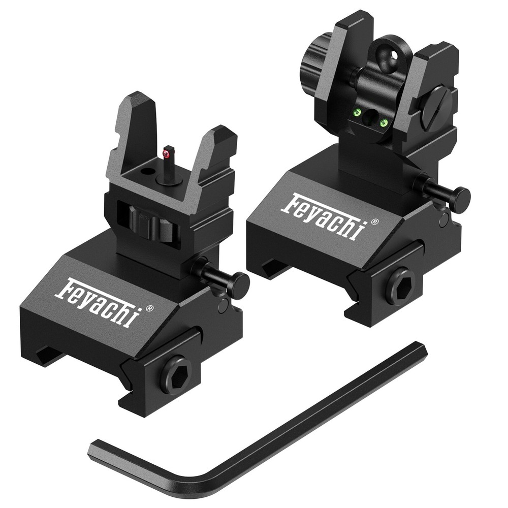 Fiber optic, flip up back up sights Black