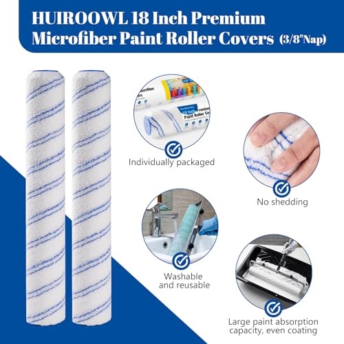 18 Inch Microfiber Paint Roller Covers (4 18 Inch Paint Roller Kit, 4 Pack