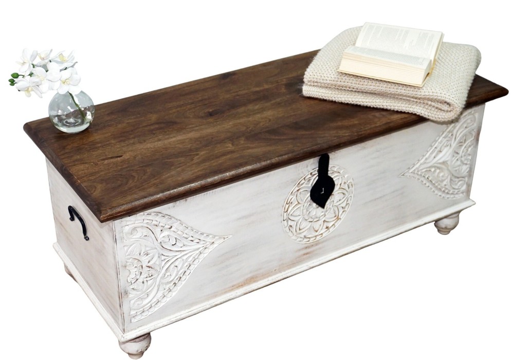 Hand-crafted large solid wood storage chest/ bench trunk/coffee table/ottoman