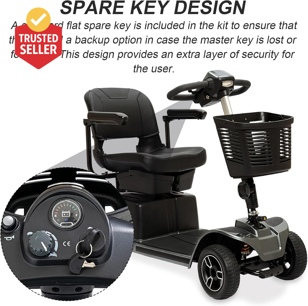 For Pride Mobility Scooter Replacement Key Set, Deluxe Easy Pull Key for Pride G