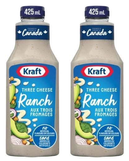 Kraft Three Cheese Ranch Salad Dressing, 425ml (2 Pack)