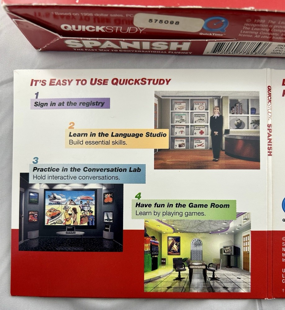 1998 Quick Study Conversational Spanish Learning Company Education 3-CD Set