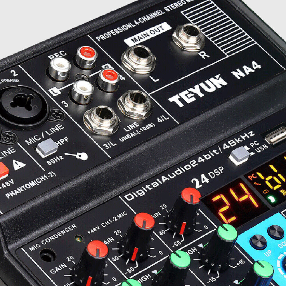 4-Channel Professional Audio Mixer with Bluetooth, USB & DSP Effects
