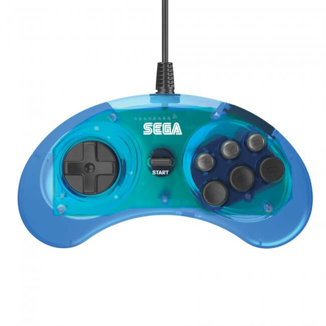 Retro-Bit Official USB Controller 6-Button for Sega Genesis Mini, PC/Mac Blue