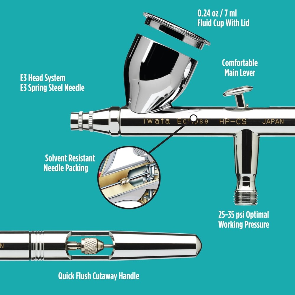Eclipse HP-CS Airbrush - Gravity Feed Dual Action,High-Flow Atomization