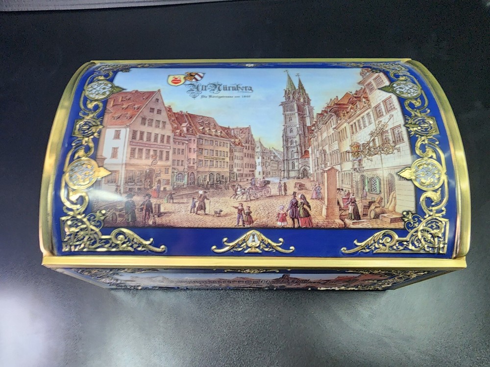 Lebkuchen-Schmidt Made in Germany Rounded Lid Tin Box Blue