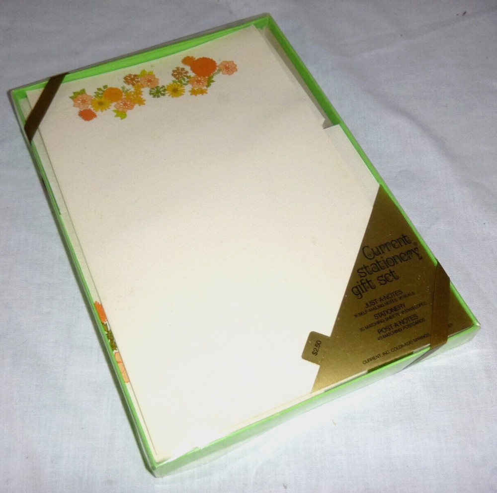 Vtg Current Stationery Gift Set MOD Flowers Post a Notes Just a Notes + More