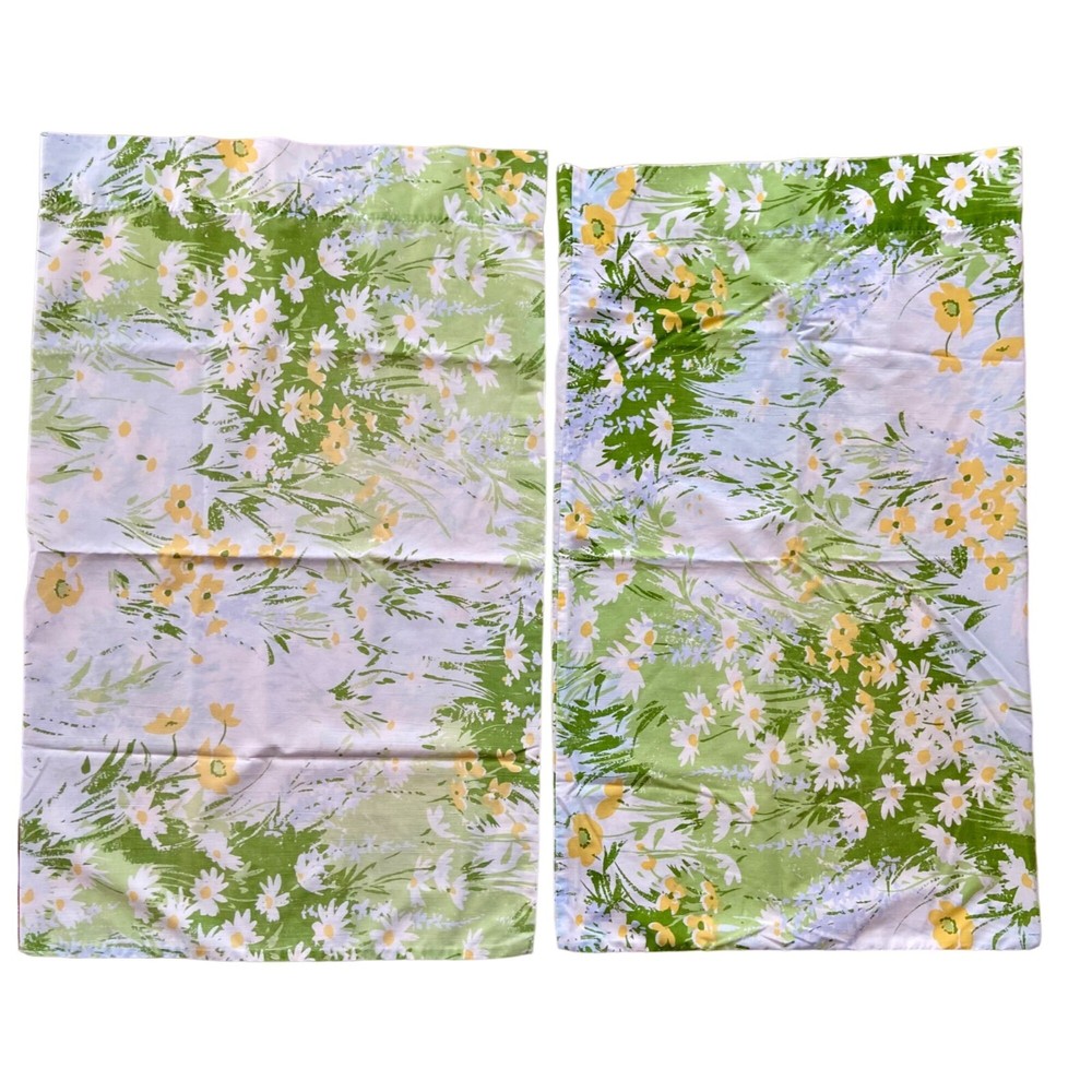 Daisy Pattern Bed Bedroom Spread & 2 Pillow Case Set Flower Handmade READ