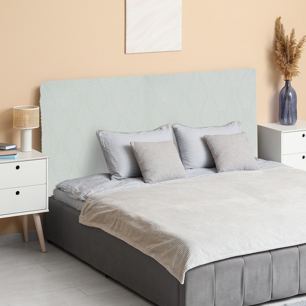 Bed Headboard Slipcover, 59" Jacquard Stretch Protector Covers, Light Gray