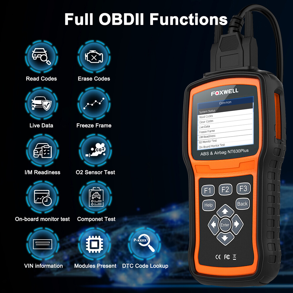 FOXWELL NT630 Plus ABS SRS OBD2 Scanner Tool Code Reader for Honda BMW GM Toyota
