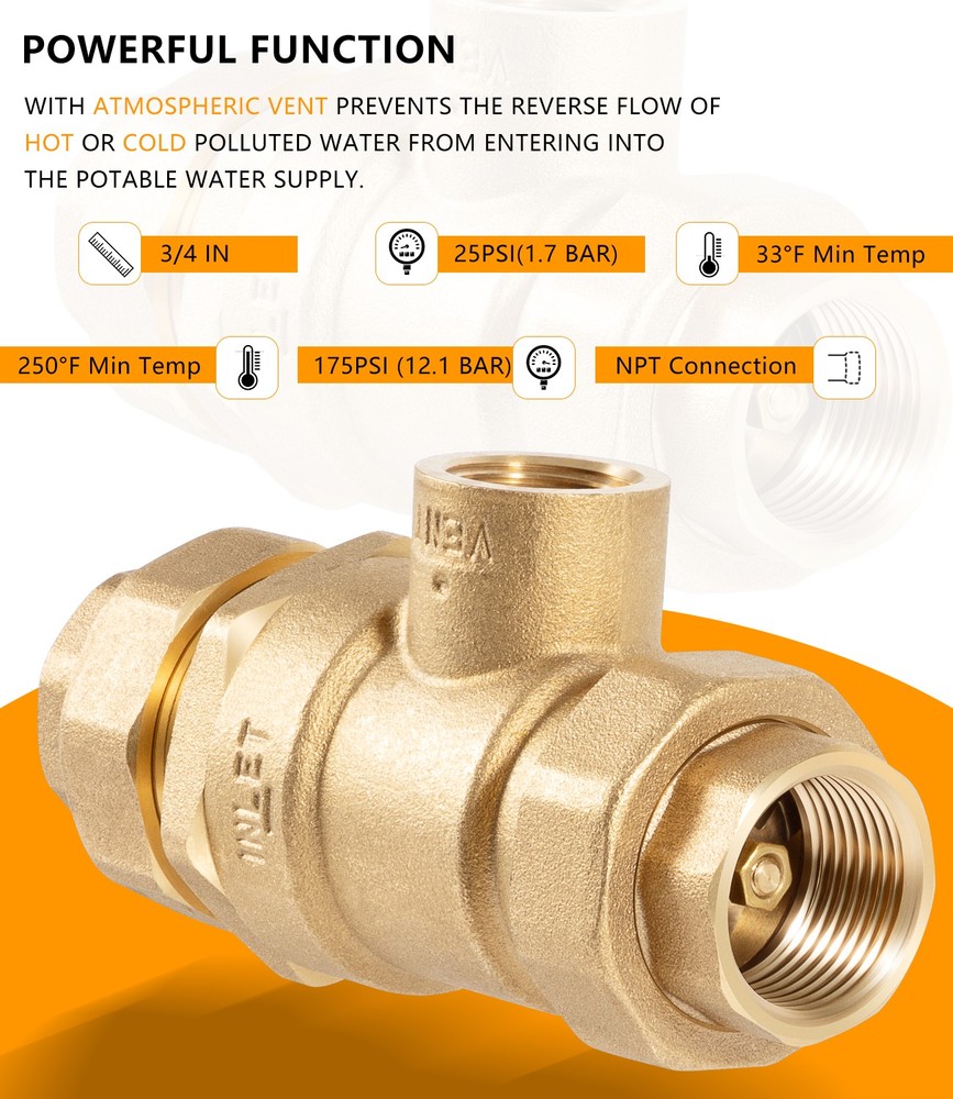 9D-M2 Backflow Preventer Dual Check Valve with Intermediate Atmospheric Vent