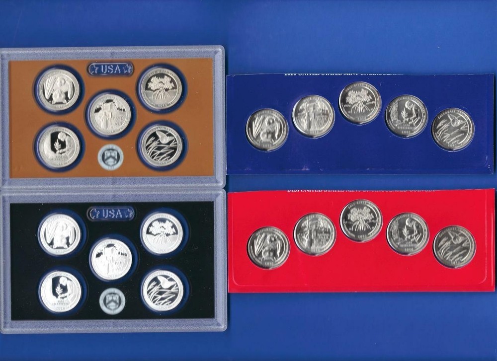 2020 PDSS BU/Uncirculated Clad and Silver Proof Quarter Set- PD from Mint Sets