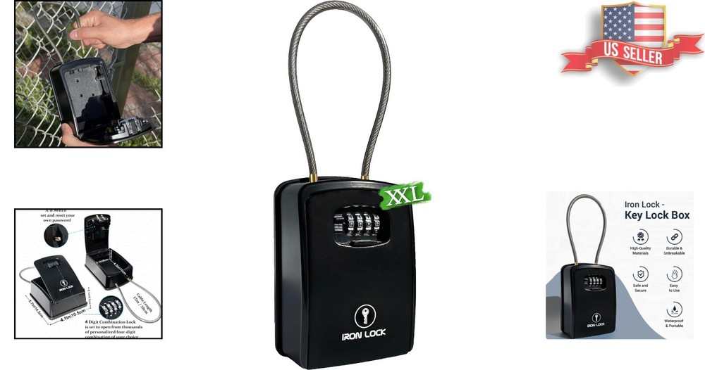 Versatile Key Storage Solution: Removable Cable Shackle Lockbox for All Settings