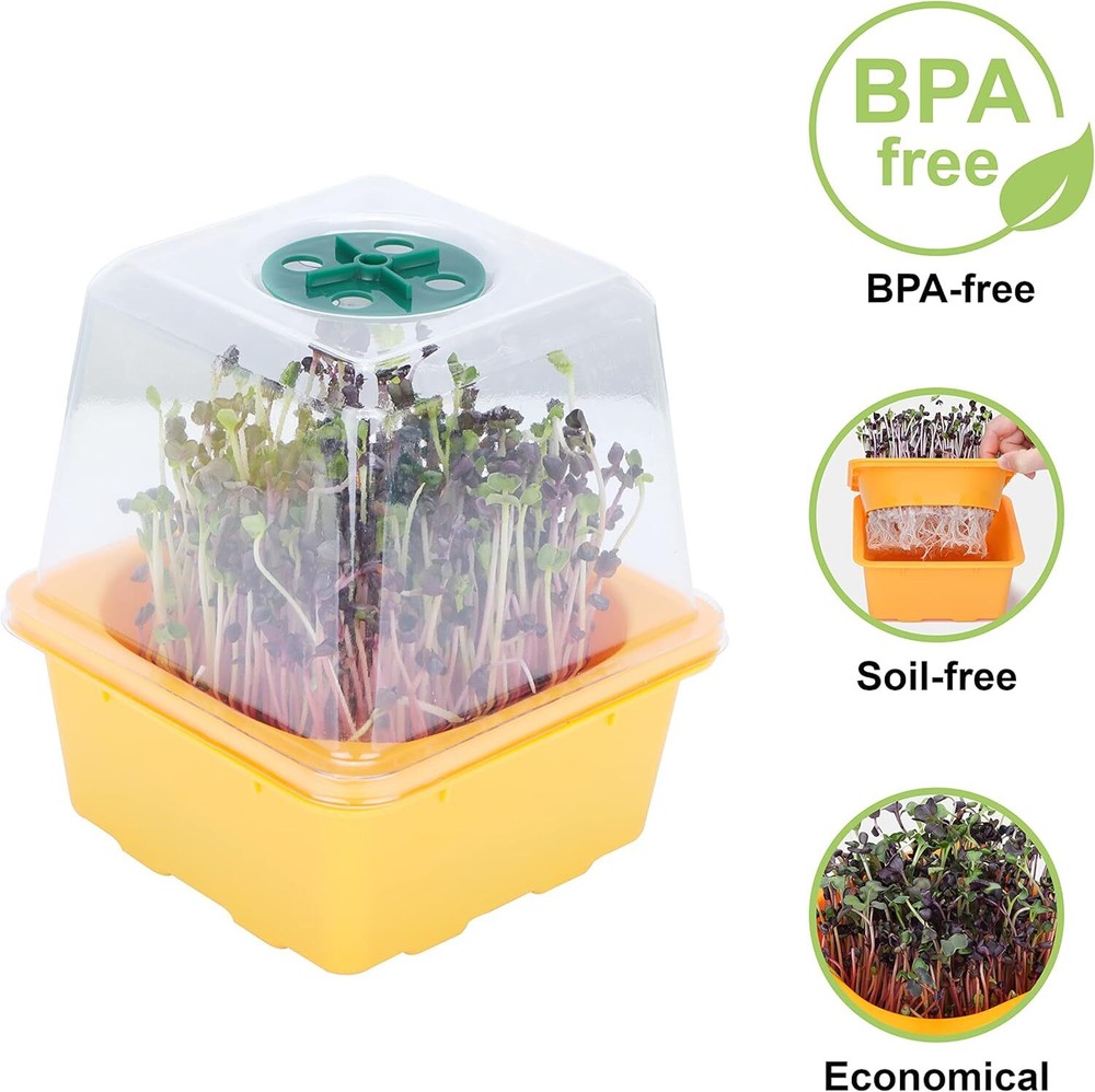 4 Pcs Microgreen Growing Tray & Sprouting Tray, Reusable BPA Free Seed Sprouting