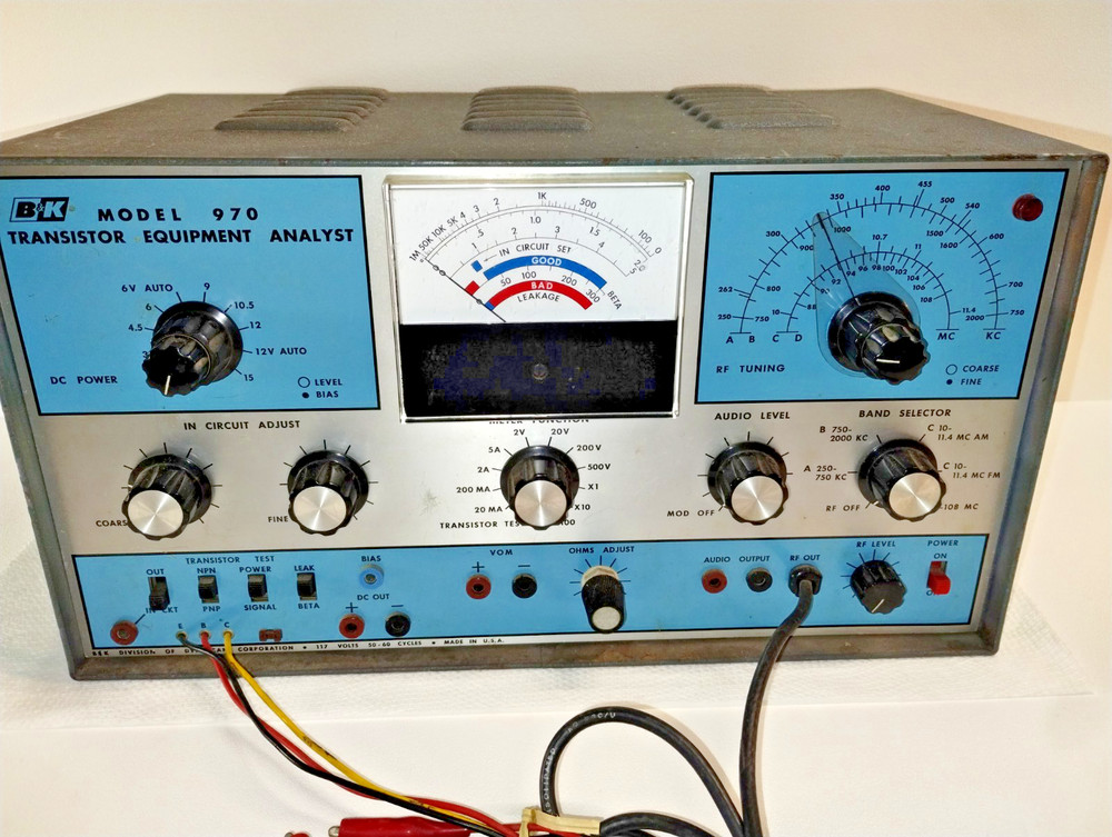 B&K Model 970 Transistor Analyst, Pwr Supply, VOM, RF Generator, UNTESTED